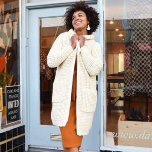 dRA Los Angeles Anthropologie Graham Chunky Knit Long Waffle Cardigan